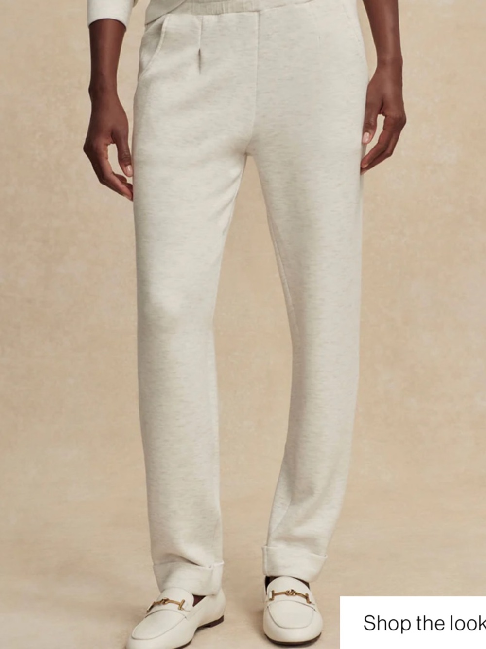Varley. Rolled Cuff 25”. Medium. Ivory Marl.